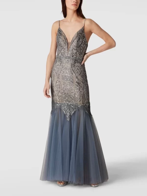 Mascara Abendkleid Mit Pailettenbesatz – Bleu 1