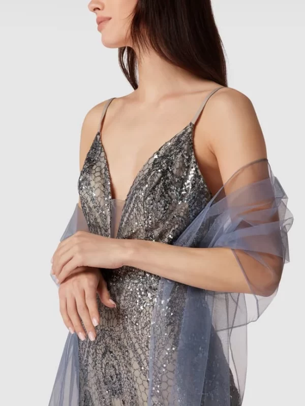 Mascara Abendkleid Mit Pailettenbesatz – Bleu 4