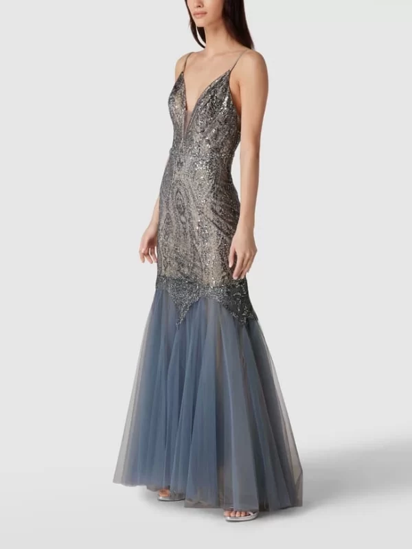 Mascara Abendkleid Mit Pailettenbesatz – Bleu 5