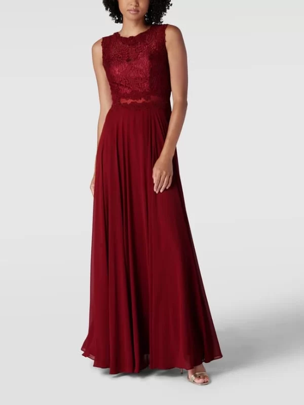 Mascara Abendkleid Mit Floralen Stickereien – Dunkelrot 1