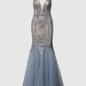 Mascara Abendkleid Mit Pailettenbesatz – Bleu 9