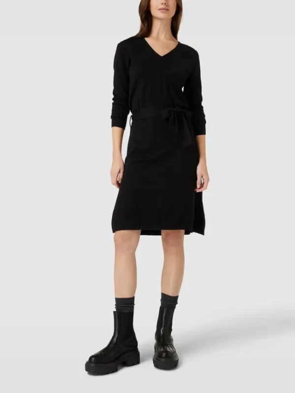 ICHI Knielanges Kleid Mit Taillenband Modell ‘Kava’ – Schwarz 1